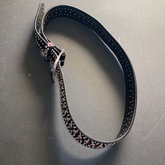 Western black belt with clear and pink stones - Picture 6 of 10